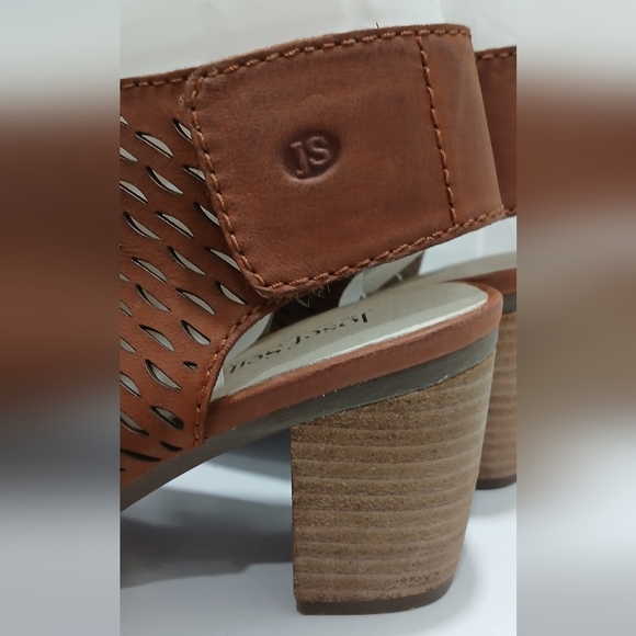 NWT 🔥 Joseph Seibel Leather Brown Peep-Toe Heeled Sandals Size 37 EU NEW IN BOX - Picture 7 of 16